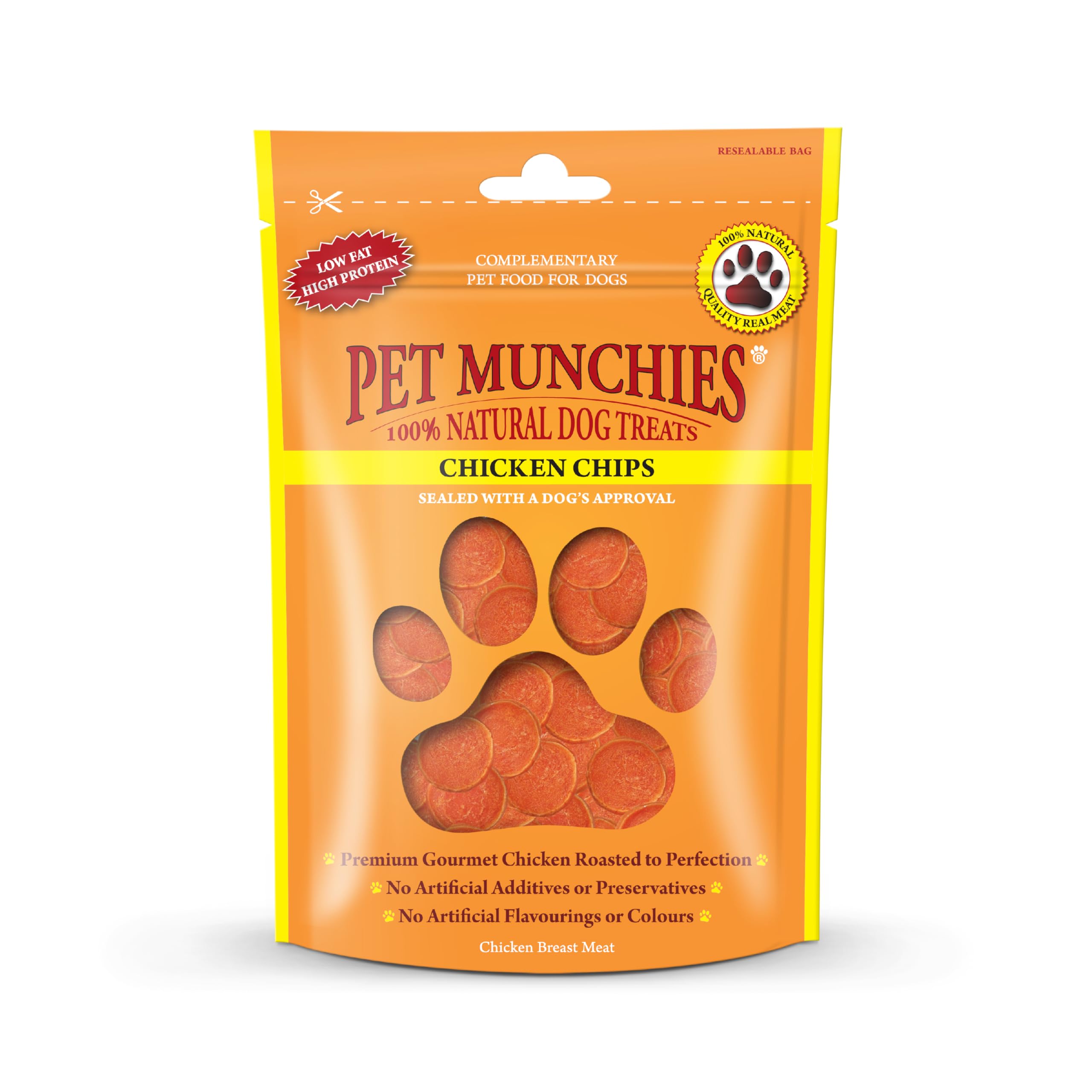 Pet Munchies Chicken Chips Dog Treats, Premium Dog Chews with Natural Real Meat, Low in Fat and High in Protein 100g (Pack of 8)