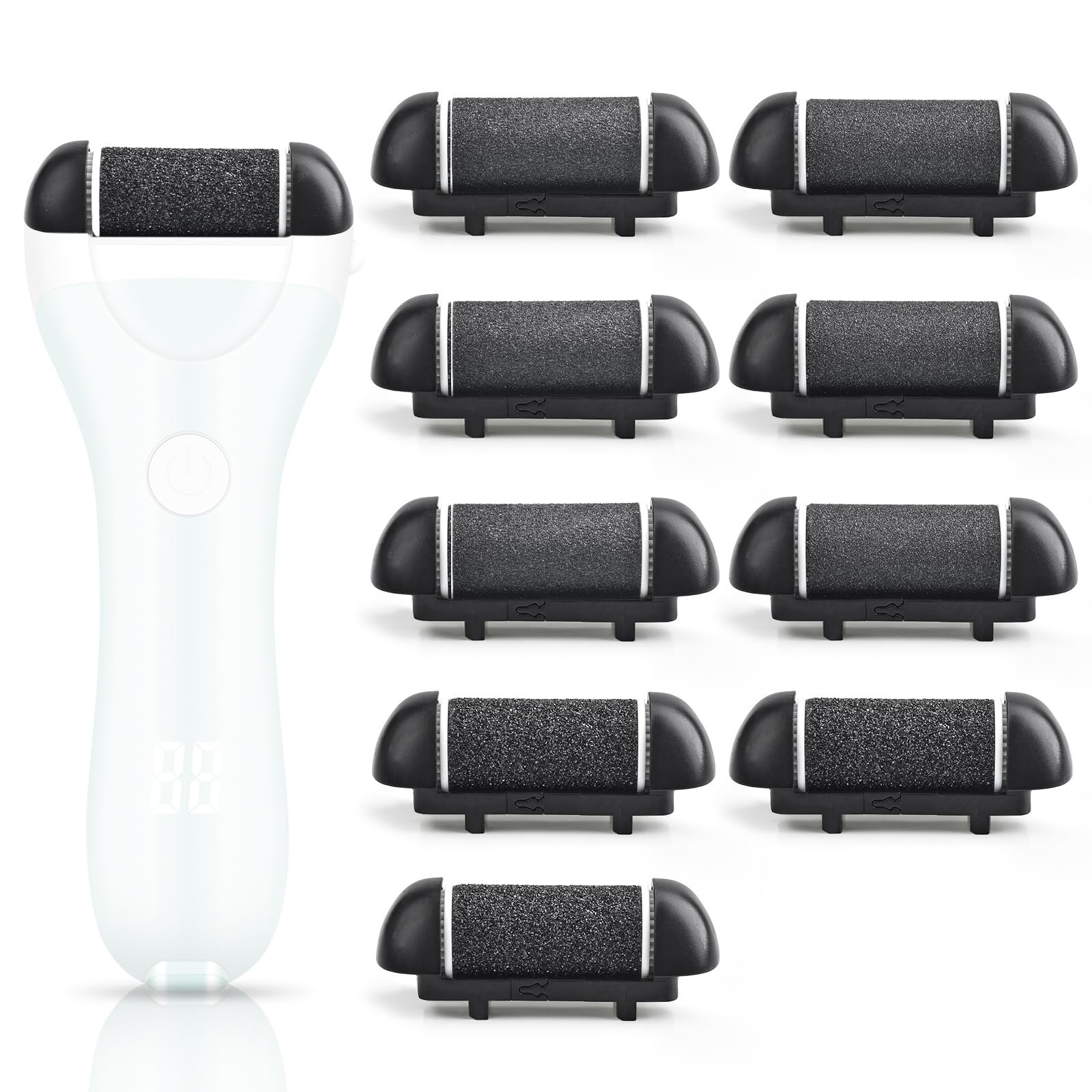 Photo 1 of 9 Pack Replacement Roller Head for Electric Callus Remover Electric Refill Heads for Electric Callus Remover Foot Grinder,Extra Coarse Regular Coarse Fine Coarse