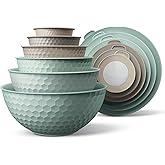 COOK WITH COLOR Mixing Bowls with Lids - 12 Piece Plastic Nesting Bowls Set includes 6 Prep Bowls and 6 Lids, Non Slip Bottom and Embossed Design - Microwave Safe (Mint)