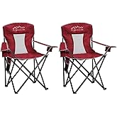 2PCS SAILARY Mesh Folding Camping Chairs, Oversized Portable Outdoor Chairs, Weight Capacity 325 lbs with Cup Holder, Storage Pocket, Carry Bag Red