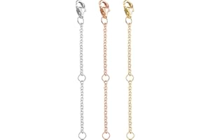 Milacolato 3Pcs Sterling Silver Necklace Chain Extenders in Gold, Rose Gold and Silver Strong Lobster Clasp Bracelet Anklet Necklace Extenders Set for Women Adjustable Length 2" 3" 4"