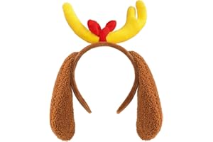 MSZWTDZX Deer Antlers Headband with Dog Ears - Halloween Reindeer Antler Dog Costume Accessories for Women Men Adults, Christmas Reindeer Horn Headpiece Party Favors