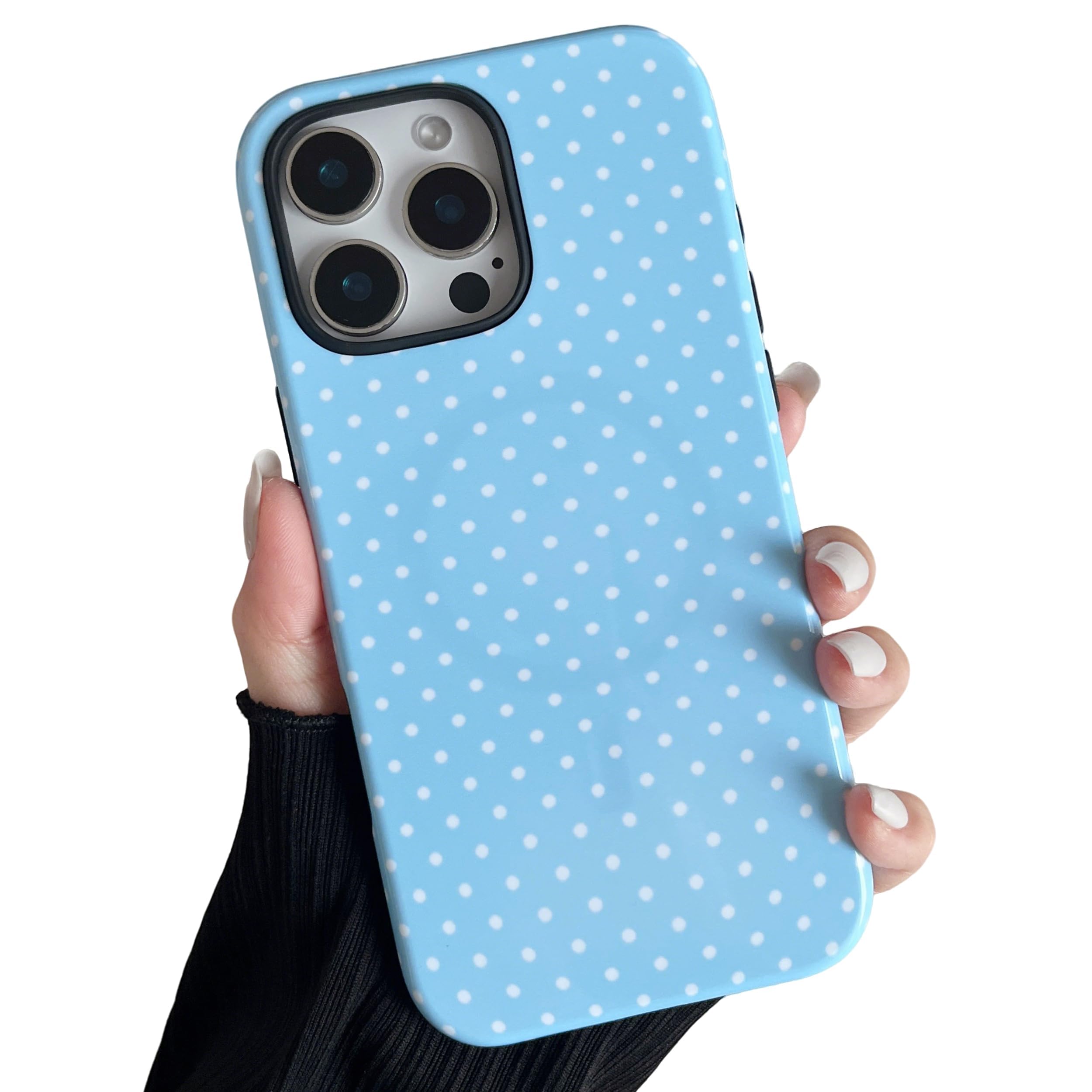 ZTOFERA Magnetic Case for iPhone 16 Pro Max, Polka Dot Phone Case Cute for Girl Women, Compatible with Magsafe, Hard PC+Soft TPU Protective Phone Cover for iPhone 16 Pro Max-Blue