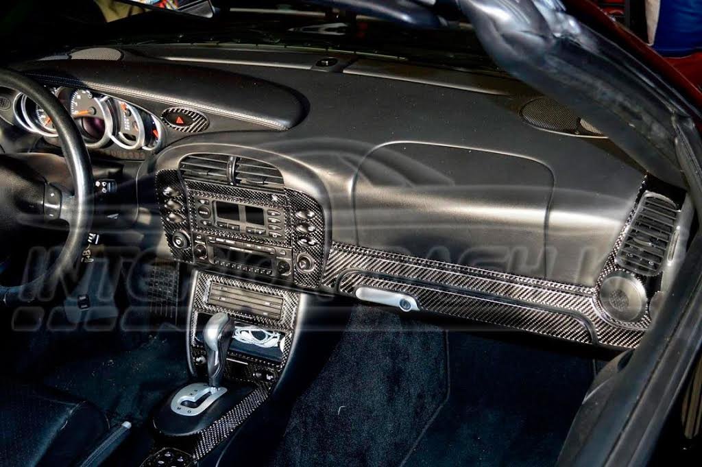 PORSCHE 911 996 TURBO INTERIOR REAL CARBON FIBER DASH TRIM KIT SET 2002 2003 2004