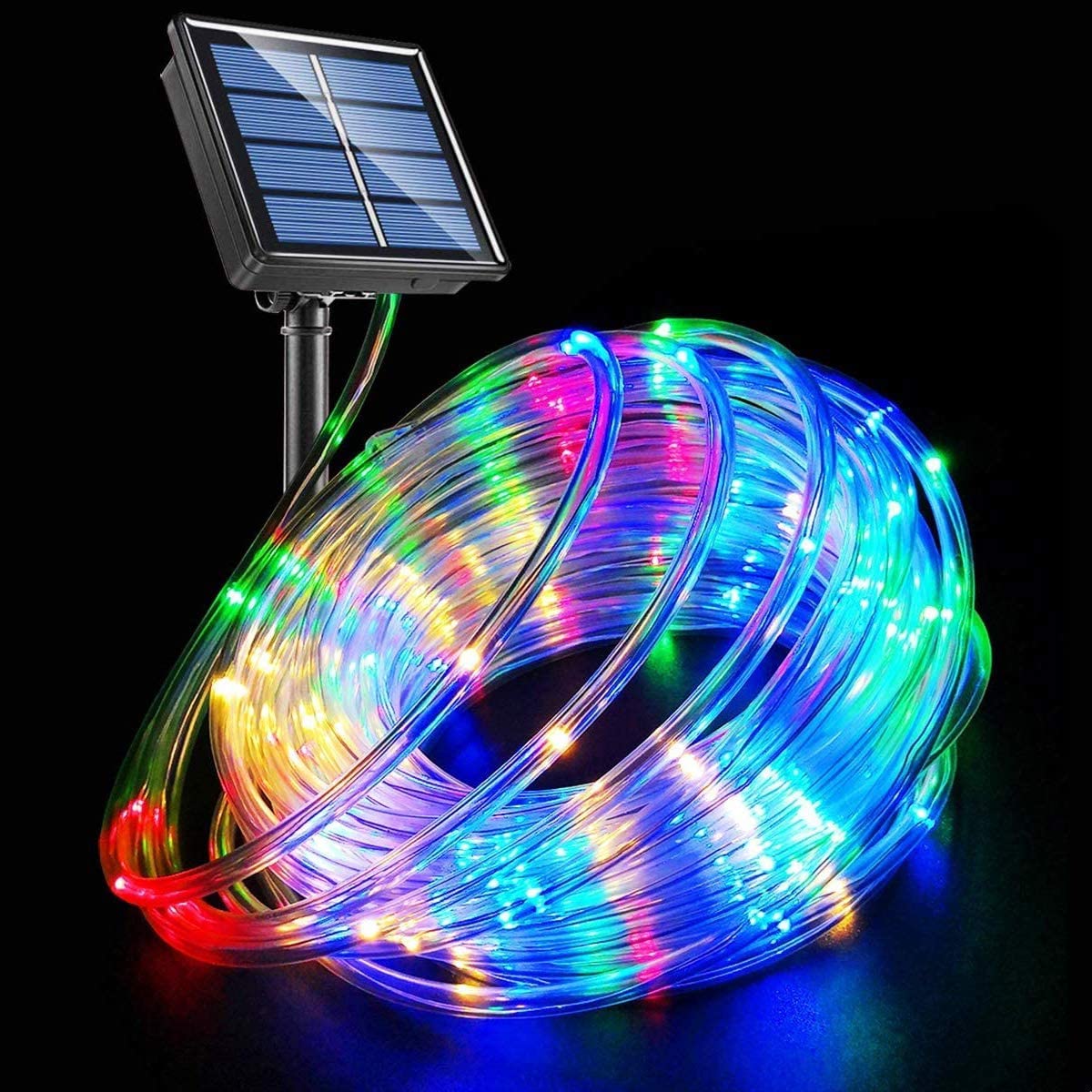 cuzile Solar Rope String Lights 50 LED RGB Tube Lighting Waterproof Portable Christmas Tree Thanksgiving Wedding Party Garden Lawn Patio Outdoor Decoration