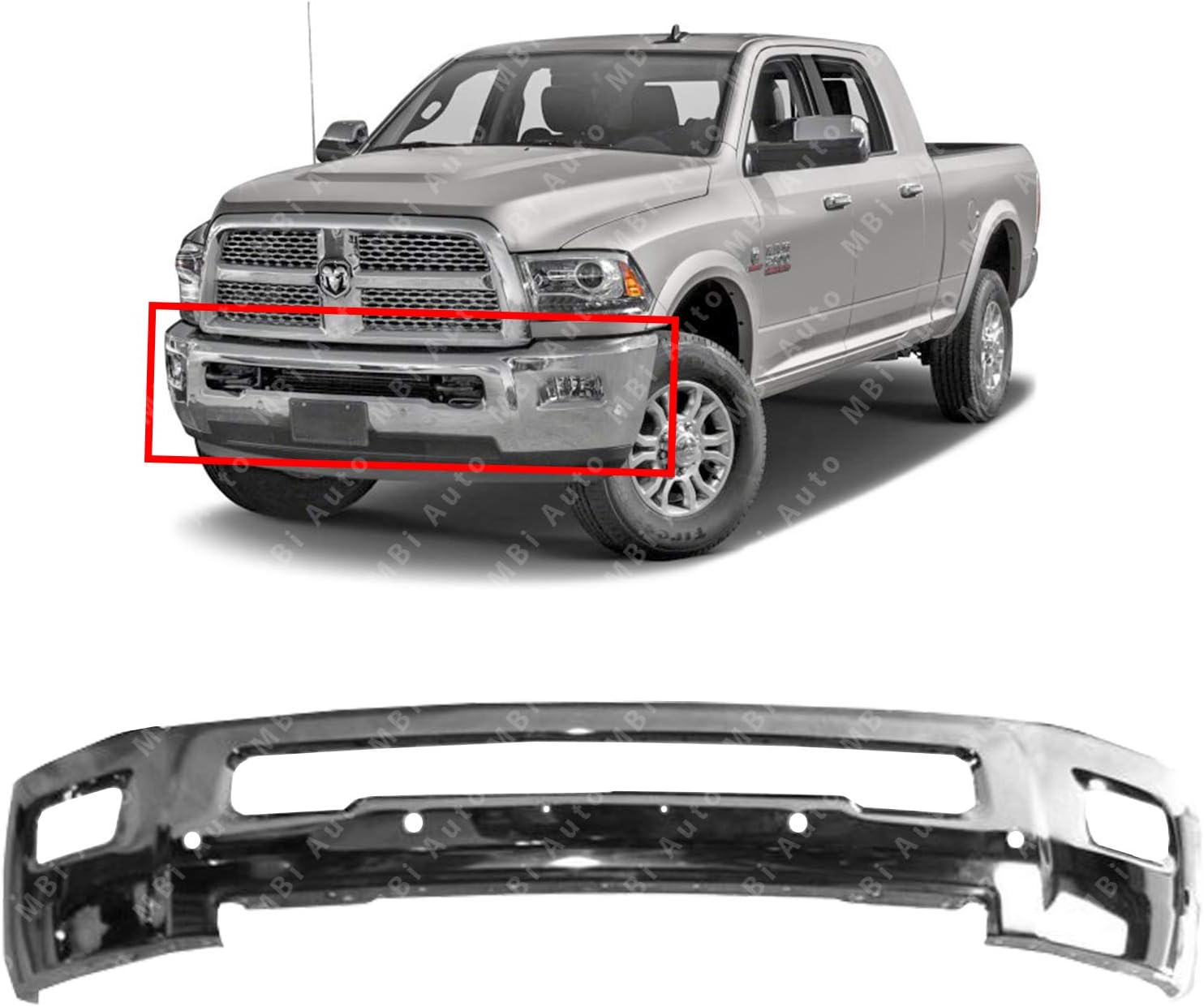 MBI AUTO Chrome, Steel Front Bumper Face Bar for 2016