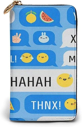 Amazon 財布 長財布 絵文字 笑顔 個性的 ブルー レディース 大容量 おしゃれ かわいい ラウンドファスナー財布 ウォレット 薄型 レザー 本革 小銭入れ 北欧 誕生日プレゼント 財布