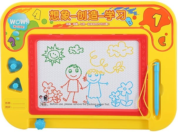 Amazon Yuhebaby カラフル お絵かきボード マグネットスタンプ2枚 ミニ せんせい お絵かき おもちゃ