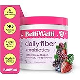 Belli Welli Fiber Supplement for Women & Men – Premium Daily Fiber Powder from Organic Acacia with Added Collagen, Electrolytes & Probiotics – No Bloat, Constipation & Gut Health Support (Wild Berry)