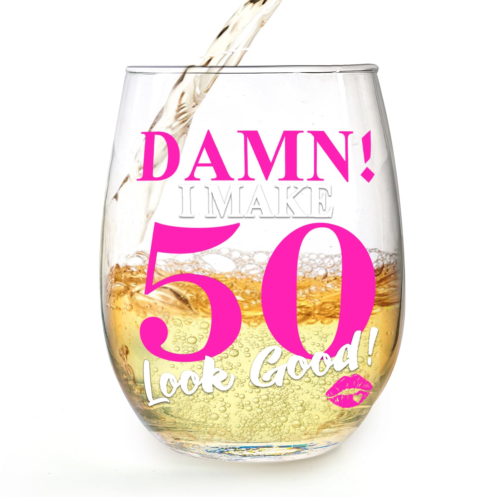 Photo 1 of 50th Birthday Gifts for Her - Cool Gifts for 50th Birthday 'I MAKE 50 Look Good!'Wine Glass, 50th Birthday Decorations, 50 Funny Gift Ideas for Friend, Sister, Daughter, Wife, Coworker - 16oz