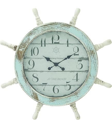 Red Ship Wheel | Nautical Pirate's Premium Polished Boat Steering Ship Wheel Wall Clock | Premium Gifts Home Decor Ideas | Handcrafted Wooden Ship Wheel - Home Wall Decor (Hell Boy) (18 Inches