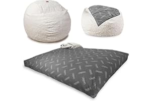 CordaRoy's Faux Fur Bean Bag - Convertible Bean Bag Chair & Bed - Machine-Washable Faux Fur Fabric Cover - for Basement, Living Room, Game Room, Dorm & More - Full Size - White