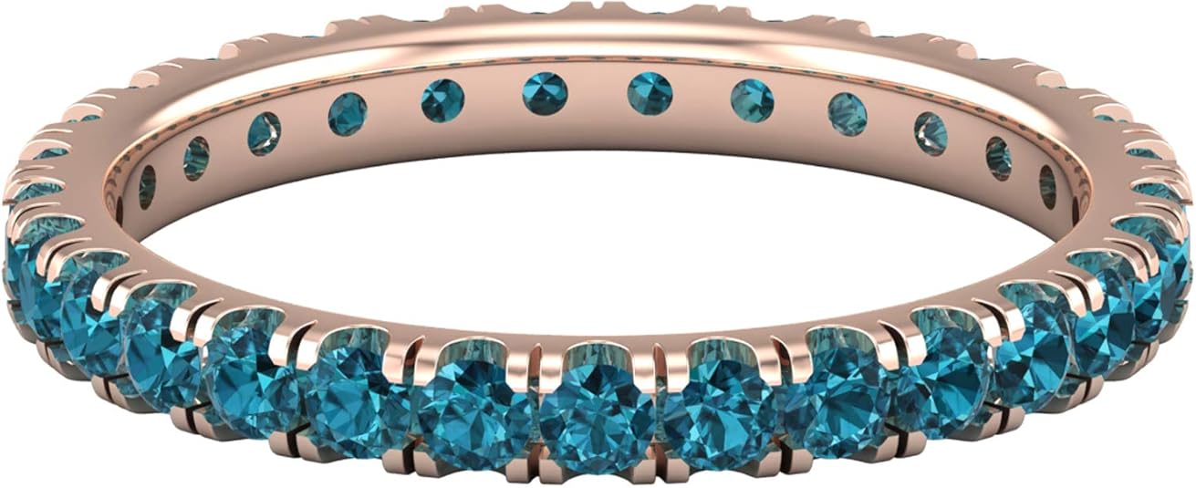 Thin London Blue Topaz Eternity Ring, 18k Gold Ring, Minimalist London Blue Topaz