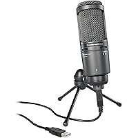 Audio-Technica AT2020USB+ Cardioid Condenser USB Microphone, With Built-In Headphone Jack & Volume Control, Perfect for Conte