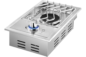 LIVORY Single Grilling Side Burners for Outdoor Kitchen, 15,000BTU Liquid Propane Side Burner, Duty Heavy 304 Stainless Steel, Convertible to Natural Gas, Drop-in Side Burner for Outdoor BBQ Grill Island