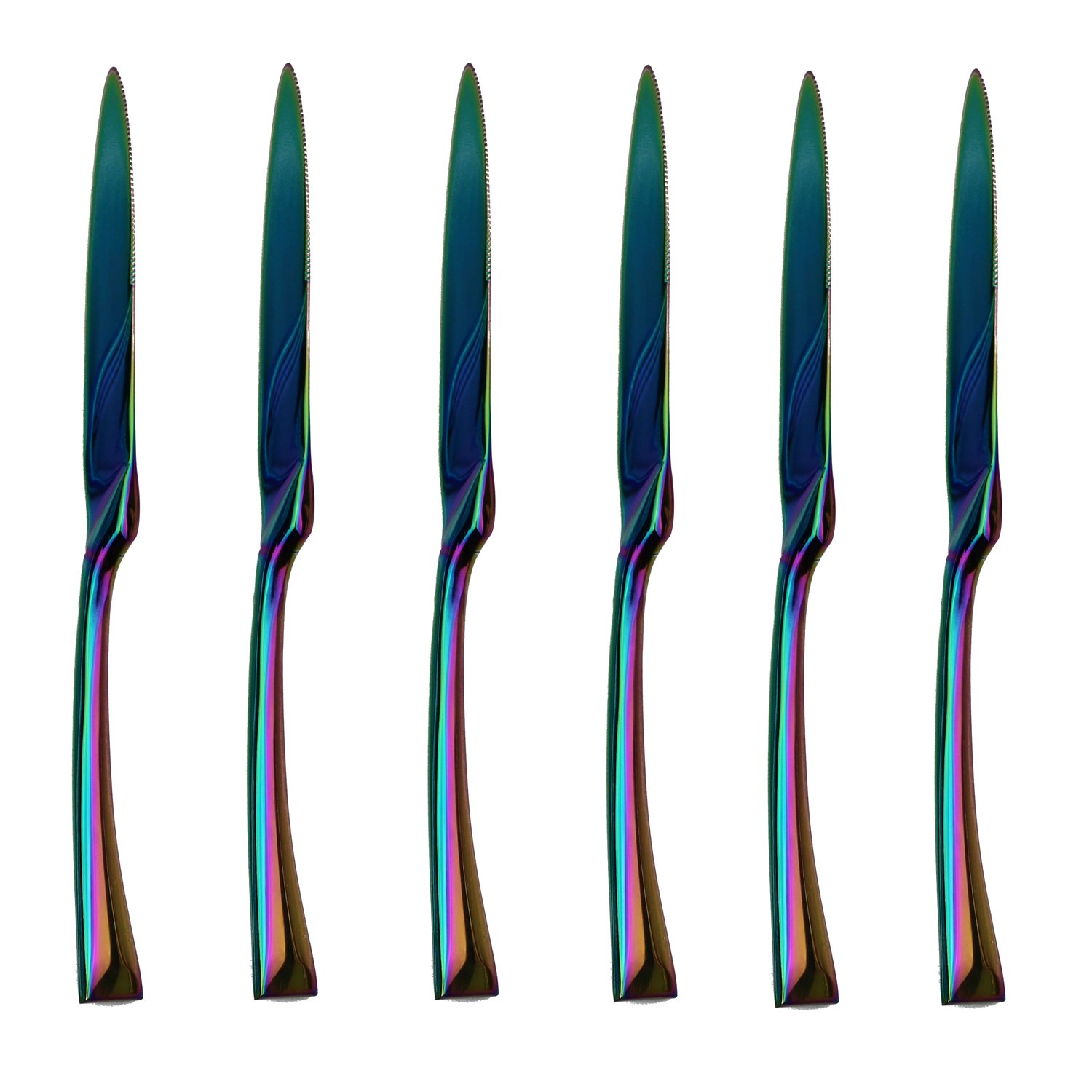 Sharp Dinner Knives Set Titanium Colorful Plated 18/10 Stainless Steel