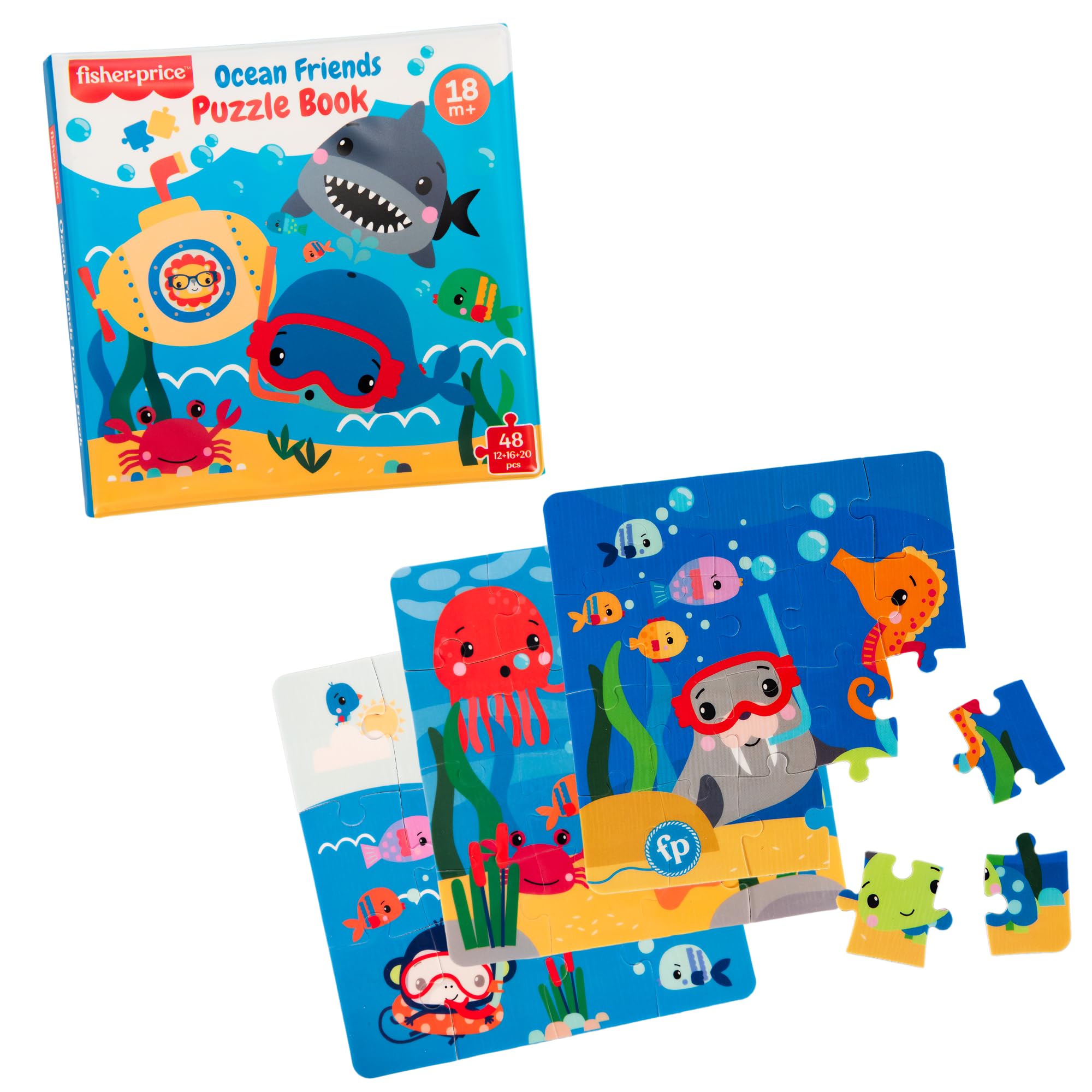 Fisher-Price Ocean Friends Puzzle Bath Book – Colour Changing Bath Toy Water Play Book for Toddlers