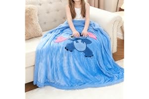 NEWCOSPLAY Kids Blanket 3D Cartoon Embroidered Sherpa Blanket Plush Warm for Boys Girls (Blue-1, (40"X50"))