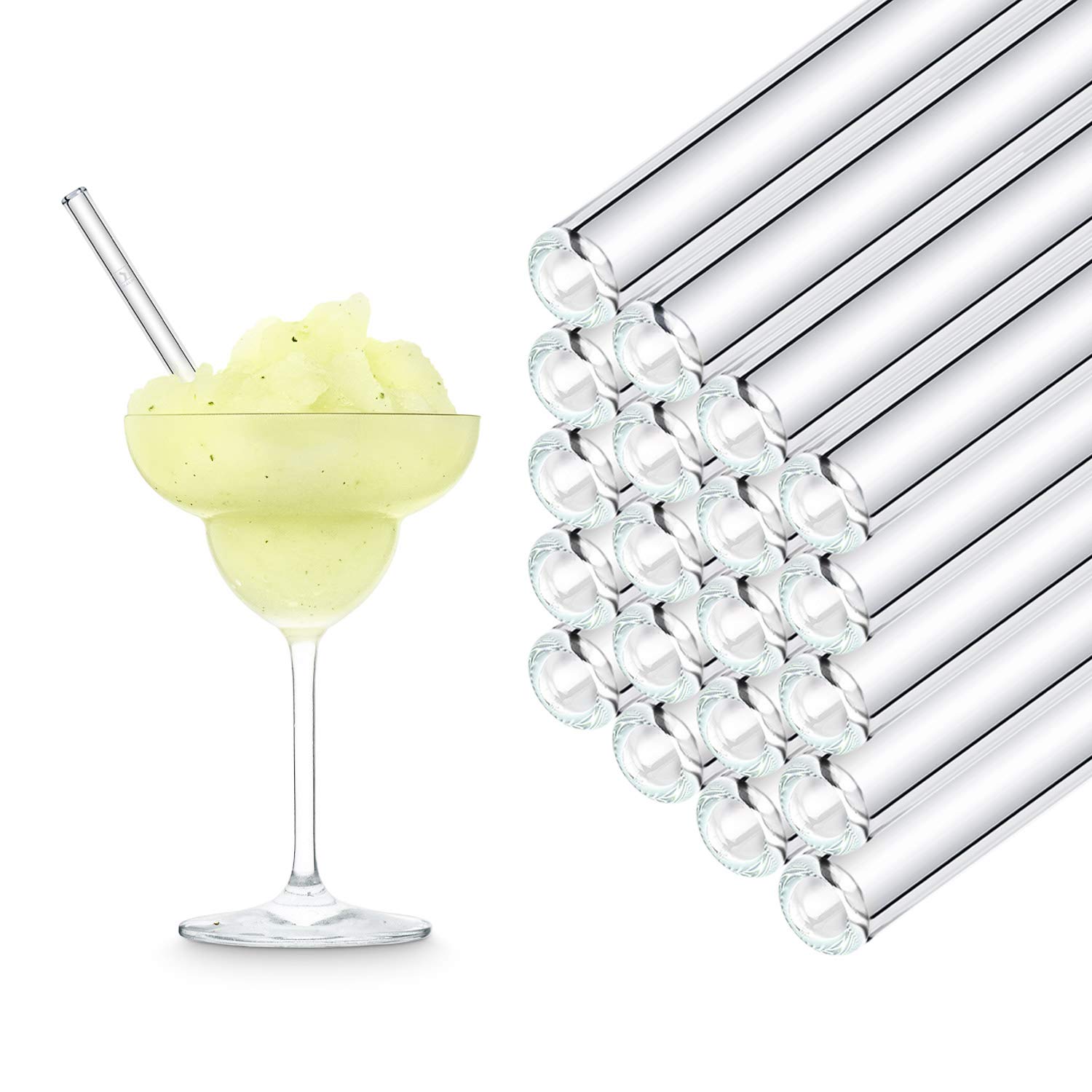 Halm Glass Straws 6 Inch Small - 50 Pieces Reusable Straight 6 Inch - Straws for Hotels Restaurant, Catering, Pub, Coffeehouse, Inn - Dishwasher Safe - Glass Straws Made in Germany