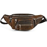 Handadsume Thick Crazy Horse Leather Hiking Riding Travel Outdoor Belt Fanny Waist Pack Small Phone Pouch For Men Women 380 (The 379 Brown)