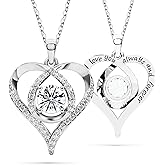 Heart Pendant Necklace for Her Moissanite Lab-Created Gem Jewelry for Women I Love You S925 Sterling Silver Gifts to Wife Girlfriend Mom Daughter Anniversary Birthday Christmas Valentines Day