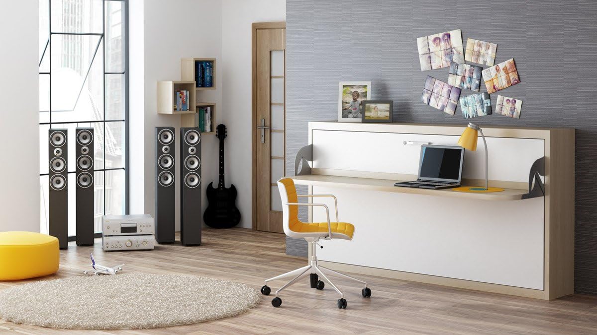 Cama retráctil con escritorio Play horizontal (140 x 200): Amazon.es: Hogar