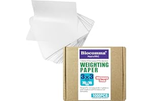 Biocomma 3x3 inches Cellulose Weighing Paper Sheet, Nitrogen Free,Non-Absorbing, High-Gloss (1000Pcs)