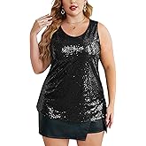 IN'VOLAND Women's Sequin Tops Plus Size Glitter Tank Top Sleeveless Sparkle Shimmer Shirt Tops