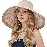 Wide Brim Women Summer Sun Floppy Hat Beach Bucket Fishing Hats Reversible Packable UV Protection, Metal Wired Edge