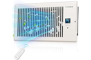 VIVOHOME 6"x12" Opening Smart Vent Register Booster Fan with Intelligent Thermostat & 10-Speed Remote Control - 13.8" x 7.5" Vent Cover for Room, Floor, Wall - White