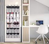 MISSLO Hanging Shoe Rack Over Door Organizer 24 Mesh Pockets Black view 7