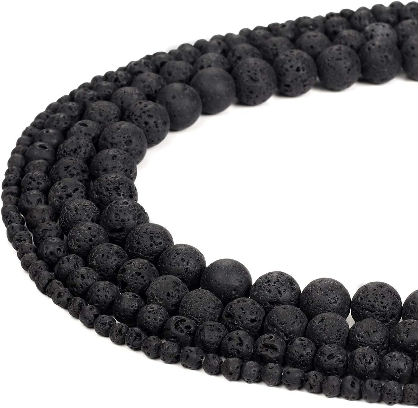 35pcs 10mm Natural Black Volcanic Lava Beads Round Loose Gemstone Beads for Jewelry Making DIY Bracelet Necklace