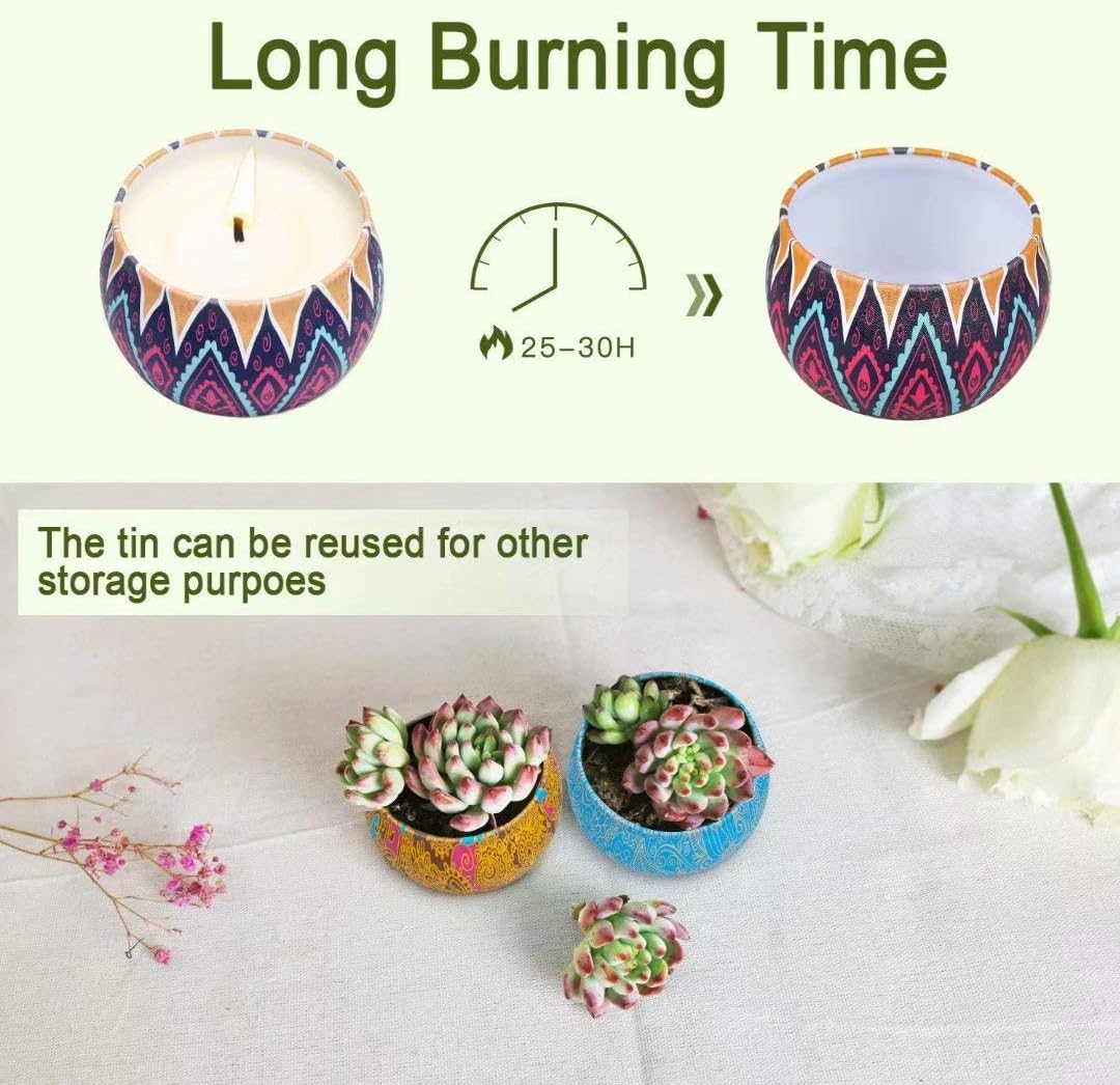 YINUO LIGHT Scented Candles Lavender, Lemon, Mediterranean Fig, Fresh Spring, Natural Soy Wax Portable Travel Tin Candle Gifts Set for Women: Home & Kitchen