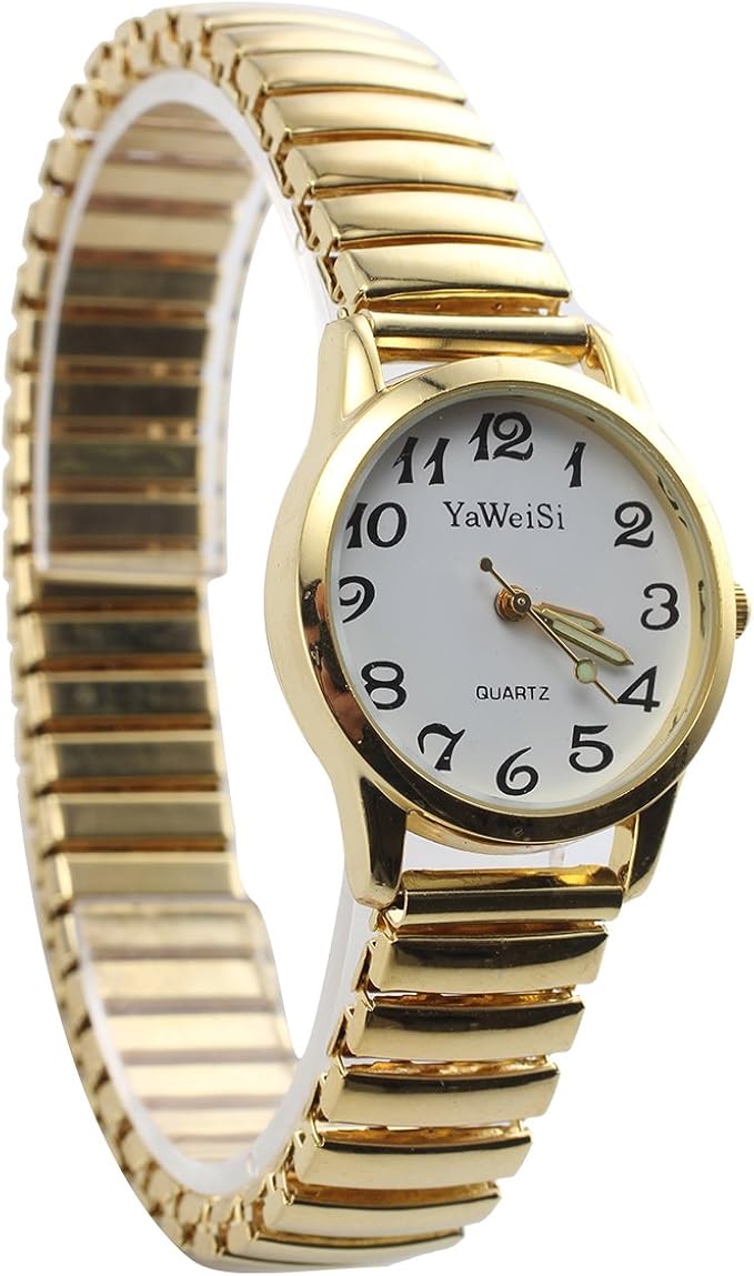 PetHot Wrist Watches Expandable Stretch Band Strap Big Numbers Dial