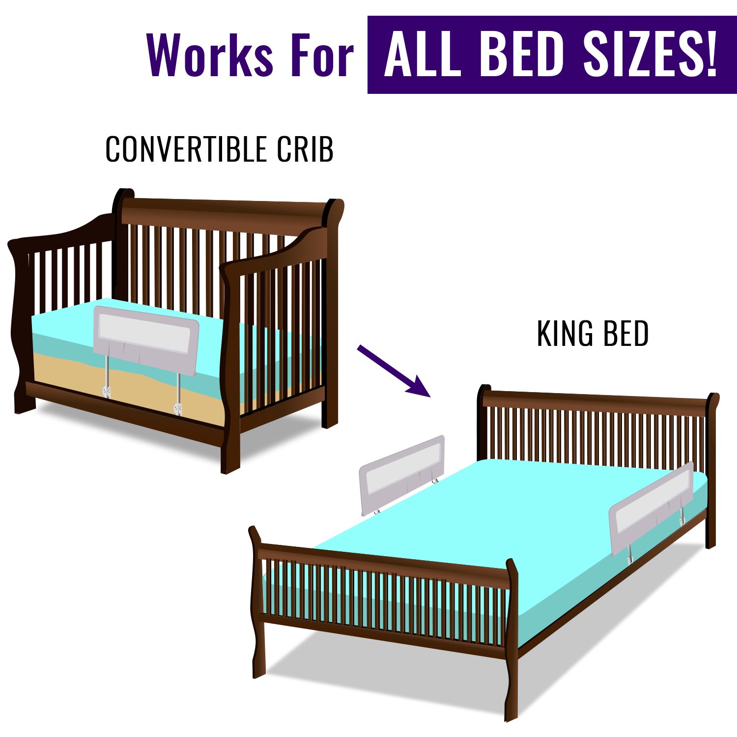 Bed Rails for Toddlers Toddler Bed Rail Guard for Convertible Crib, Kids Twin, Double, Full
