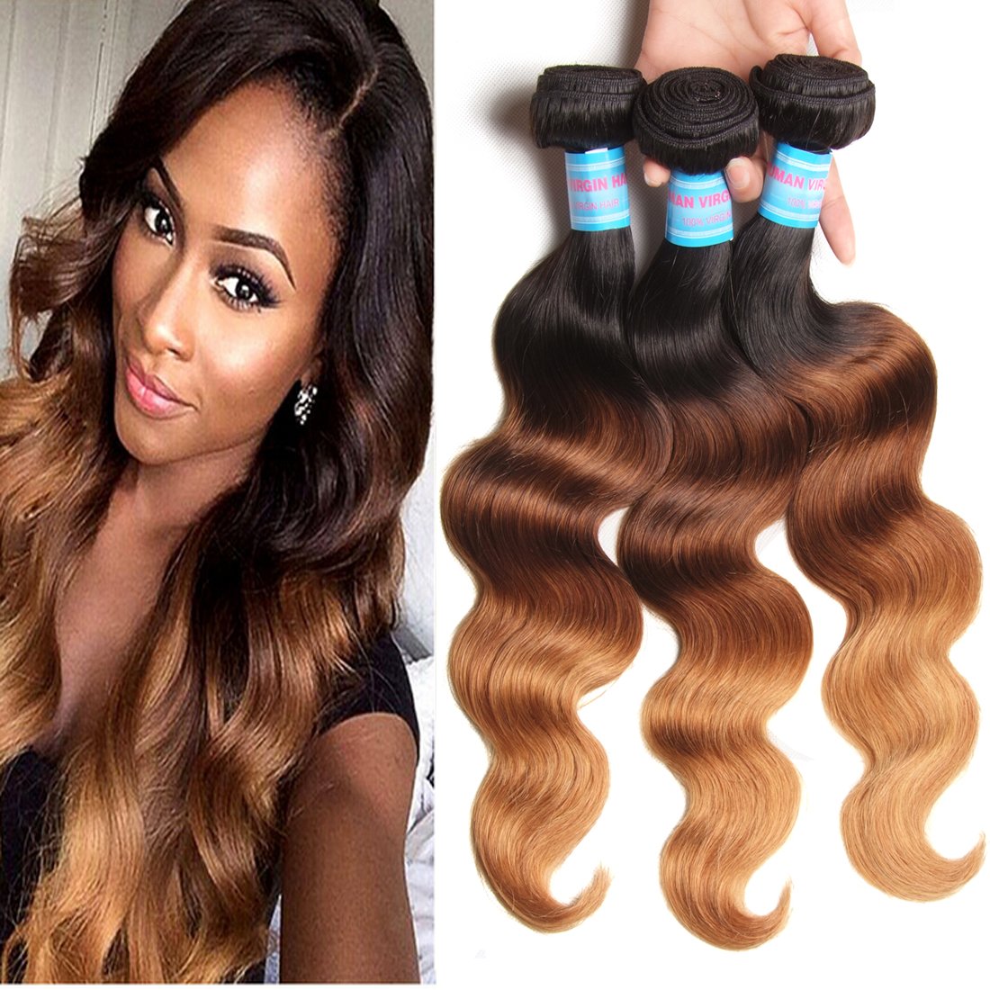 Jolia Hair 1b 4 27 Ombre Brazilian Wavy 3 Bundles Body Wave