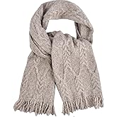 MissShorthair Fleece Knit Scarf for Women and Mens Cashmere Feel Scarves Winter Thick Cable Wrap Chunky Warm Long Scarfs