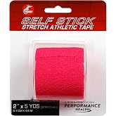 Cramer Eco-Flex Self-Stick Stretch Tape, Pink, 2" x 5 yd, Cohesive Athletic Bandage Wrap, Athletic Trainer Flexible Sports Tape, Easy Tear Vet Wrap for Pets, Self Adhesive Bandage Roll, 5 Yards