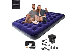 Onirii Queen Size Double Camping Air Mattress Bed with Air Pump,Inflatable Mattress,80"x 60"Thickened Portable Blow Up Air Mattress,Travel Sleeping Bed Pad for Camping Home Hiking
