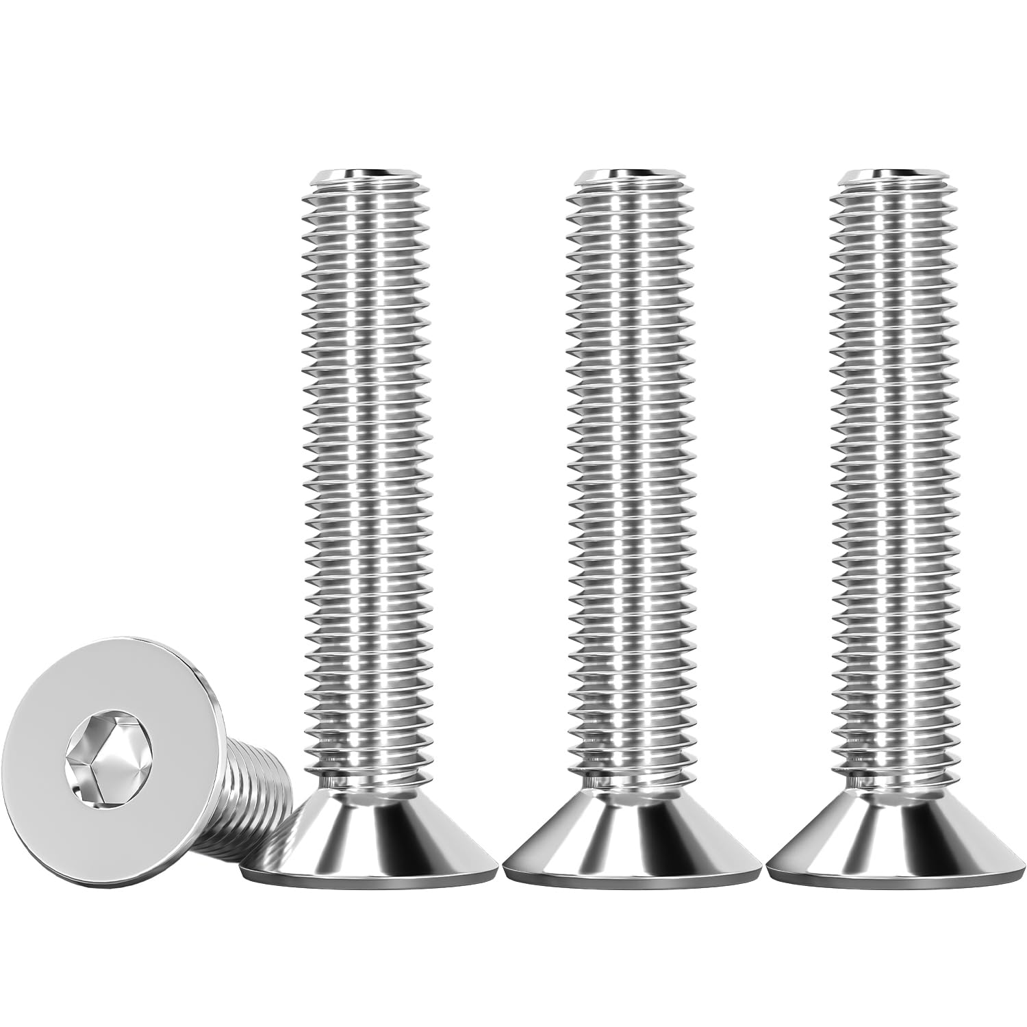 Drenky Socket Screws M6 X 30mm 304 Stainless Steel M6 Bolts Screws Countersunk DIN 7991 / ISO 10642 Machine Screws Flat Head Hex Socket Cap Screws (Pack of 25) — image 1