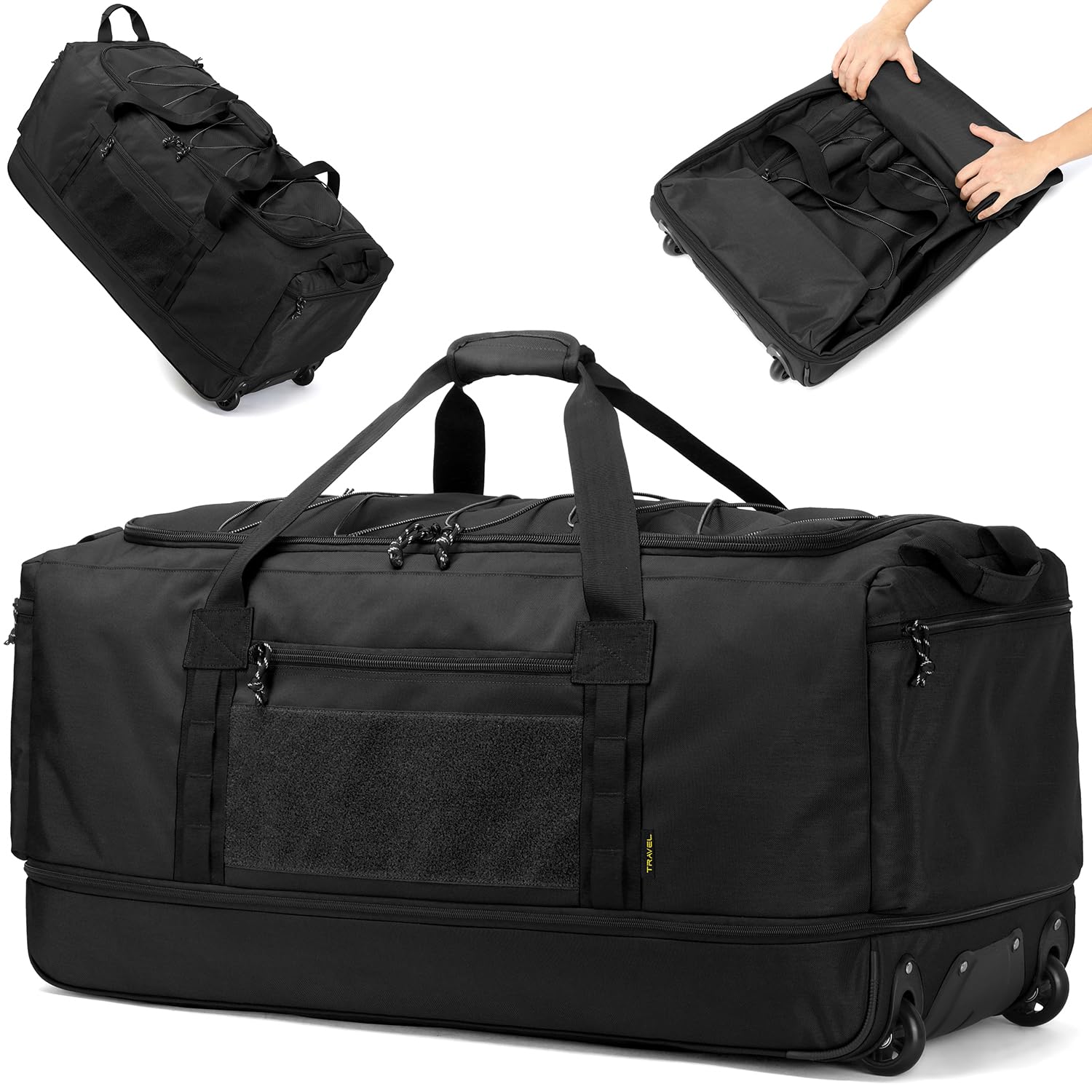 Photo 1 of 170L Extra Large Baseball Bag with Wheels Gym Duffle Softball Catchers Coach Team Equipment Bags Collapsible Rolling Travel Duffel Bat Gear Bag for Hockey Basketball Football Volleyball Soccer, Black