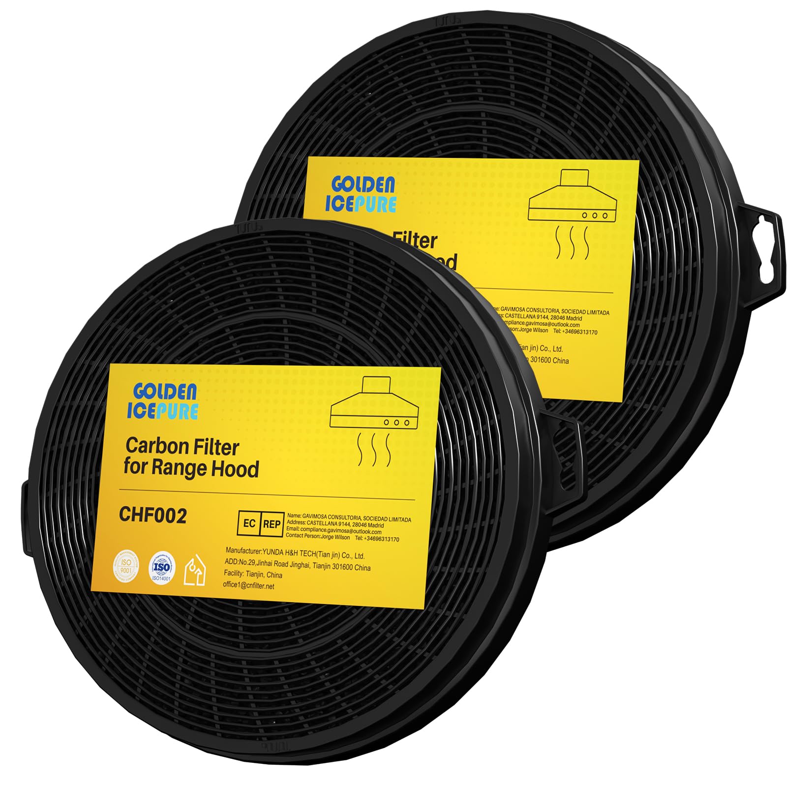 GOLDEN ICEPURE Activated Carbon Filter Cooker Hoods Compatible with Dehflex AK01 Range Hood, Ø210mm, 2 pieces