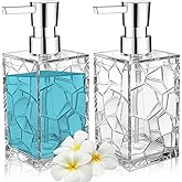 2 Pack Clear Rust Proof Soap Dispenser, Acrylic Plastic Hand Soap Lotion Dispenser Set for Bathroom&Kitchen