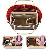 Tote Bag Purse Organizer Insert Pouches Fit for Neverful MM, Beige Handbag Organizer with Water Bottle Holder Compatible with Stanley Cup, Purse Accessories Must Haves Gifts for Women Large