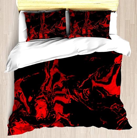 Amazon Com Sinoval Black And Red Marble Texture Twin Twin Xl Extra Long Brushed Microfiber 1 Duvet Cover 2 Pillow Shams Zipper Closure Home Kitchen