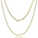 PPRLIFE 14K Gold Necklace for Women Gold Chain for Men 1/1.5/2mm Wide Thin Box Chain Thin Necklace for Women Chains Minimalist Classic Hip-Pop Necklaces Non Tarnish from 16''-26''