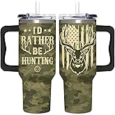 Couple Fox Hunting Gifts For Men, Fathers Day, Birthday, Christmas Gift For Hunters, Cool Dad Gift From Son, Daughter and Wife, Hunting Tumbler 40oz With Handle