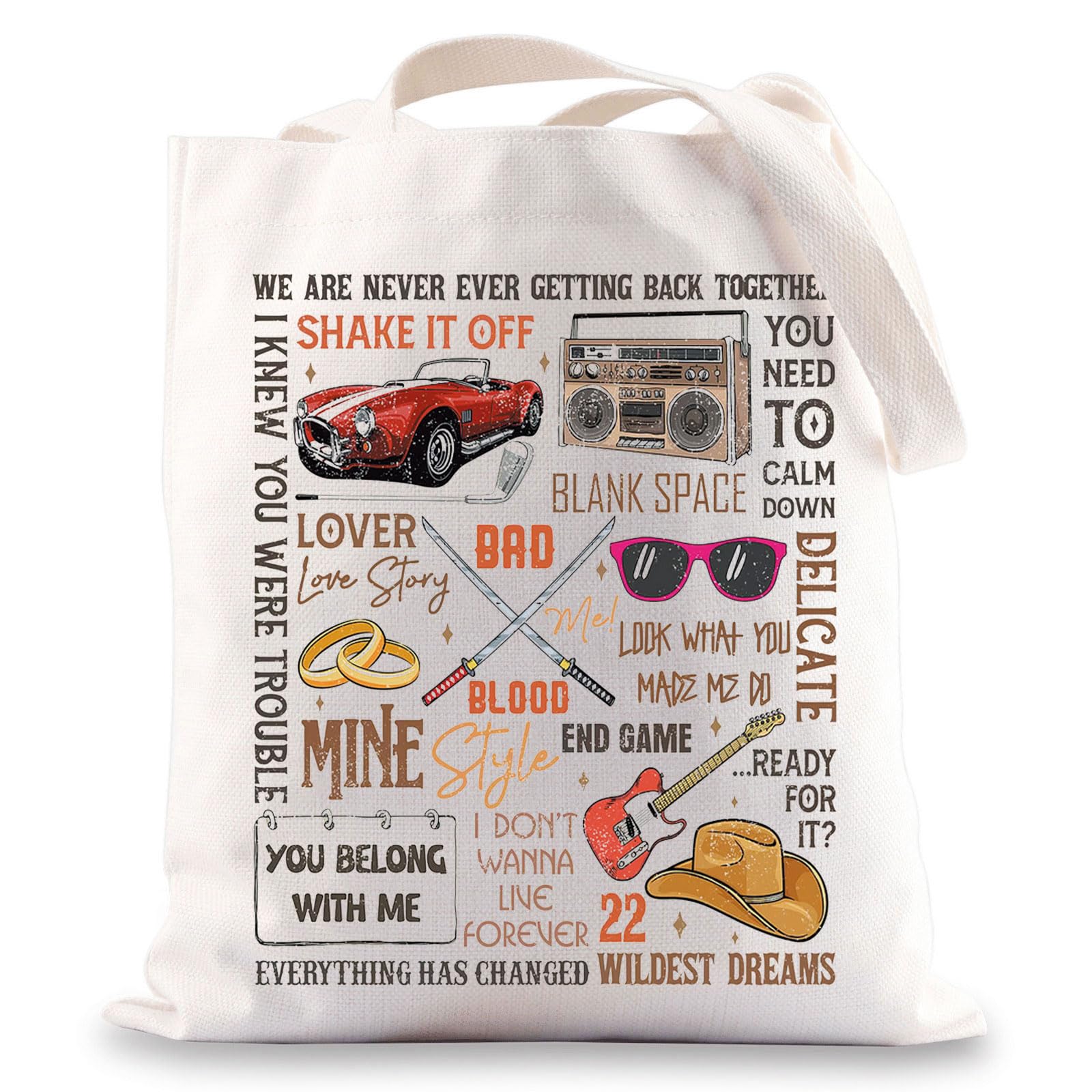 BWWKTOP Singer Album Canvas Tote Bag Singer Tour Gifts Song Lyrics Shoulder Bag Singer Merchandise, We Are Never TG