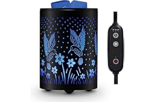 Enaroma Hummingbird Electric Wax Melt Warmer with Timer, 7-Color LED Mood Light – Flameless Scented Wax & Oil Burner lamp, Nature-Inspired