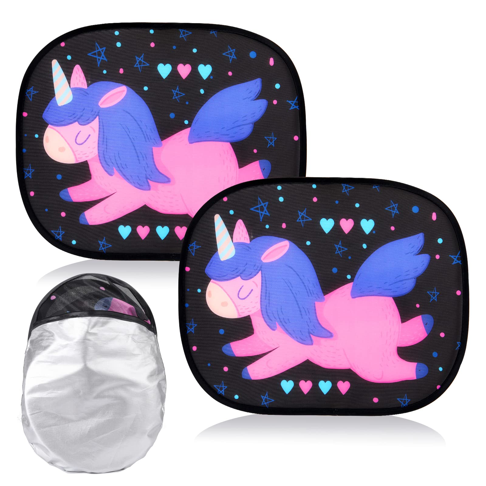 2Pack Unicorn Car Sun Shade - Static Cling Rear Sunshades for Most Vehicles, Protects Baby, Kids, Adults, Pets, Blocks UV Rays